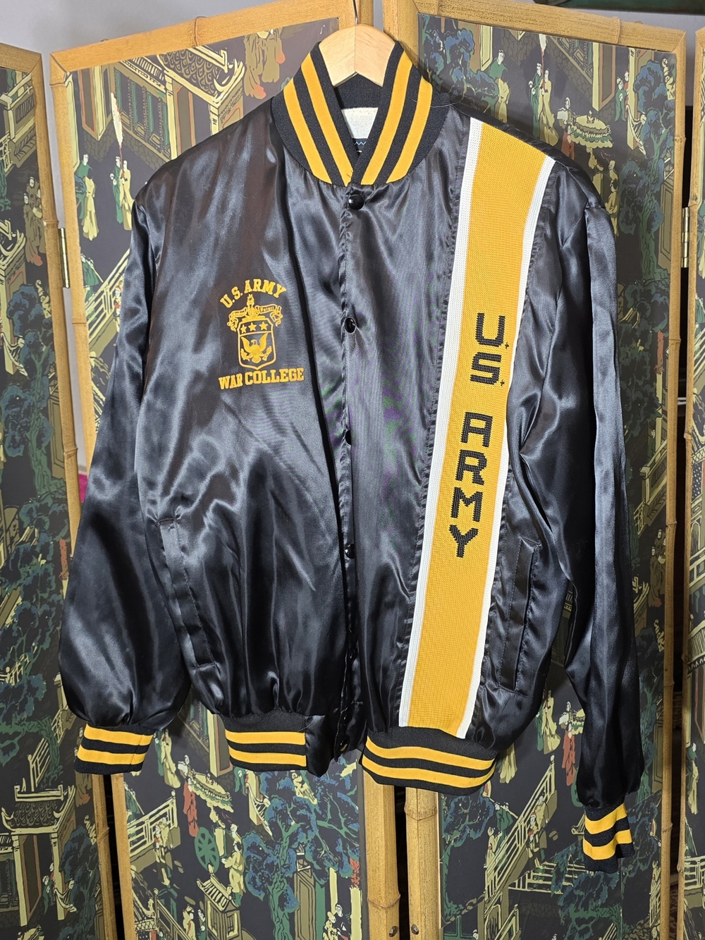 U.S. ARMY FT. KNOX KY. VINTAGE ARTEX SATIN SNAP BUTTON JACKET Med UNITED STATES